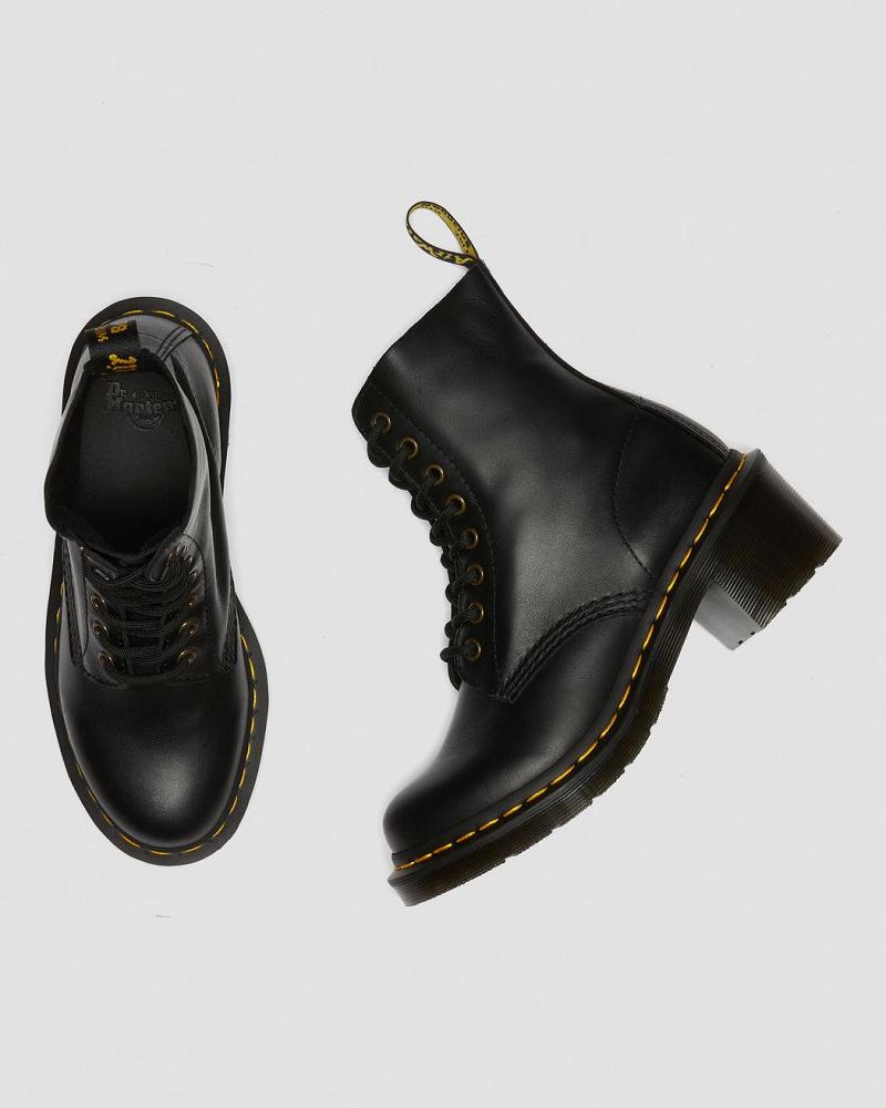 Botas de Tacon Dr Martens Clemency Cuero Tacón Mujer Negros | MX 630UZG